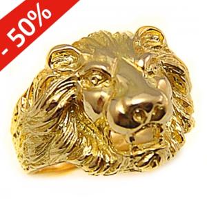 Bague chevalière tête de lion or 9k - Modèle Orleac