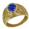 Bague américaine universitaire en or 9K - bleu saphir - Design Orleac 