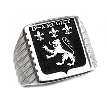 Chevaliere homme argent avec armoirie ou blason