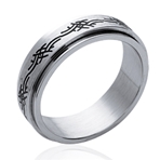 Bague tournante homme acier motifs noirs