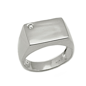 Chevaliere homme argent rectangle avec oxyde de zirconium sans gravure