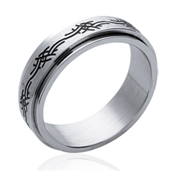 Bague tournante noire pour homme avec étoiles ZR0119