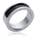 Bague alliance homme bicolore acier et carbone