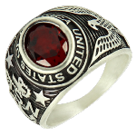 Chevalière universitaire homme argent vintage rouge