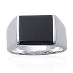 Chevalière homme argent rectangle avec onyx