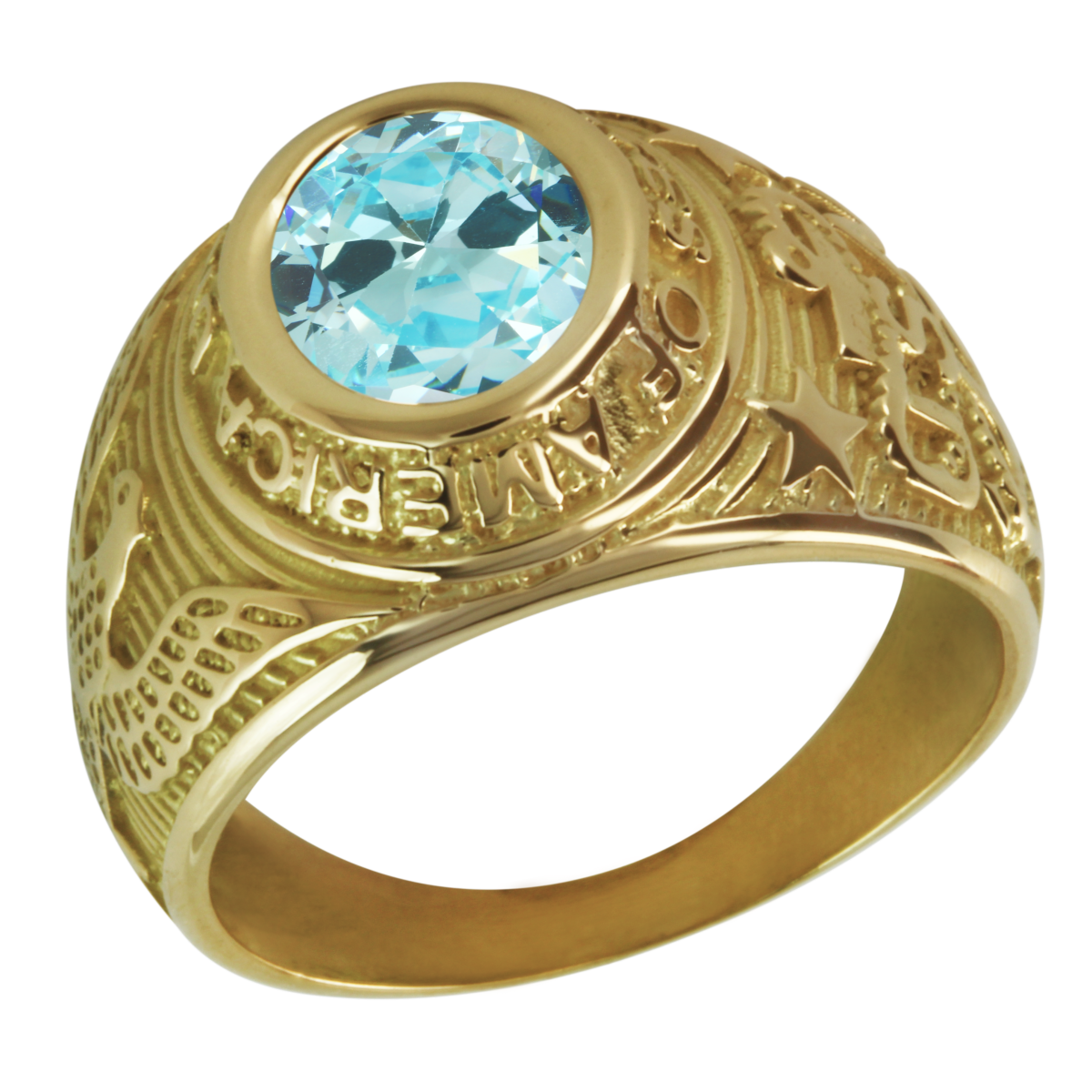  Bague  chevali re or 18k  homme universitaire pierre bleue