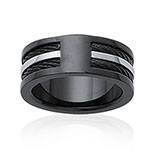 Bague alliance homme en acier et carbone, bicolore