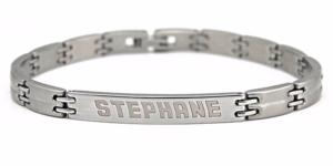 Bracelet homme acier gravure diamant