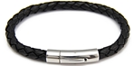 Bracelet cuir homme tressé et acier rond