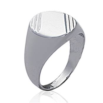 Chevaliere homme argent ronde motif strié