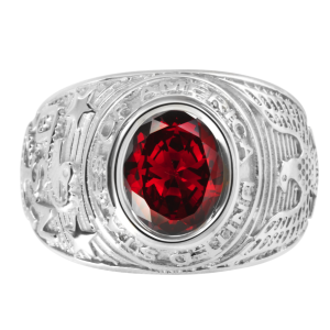 Chevalière américaine universitaire argent 925 rouge - Modèle Orleac